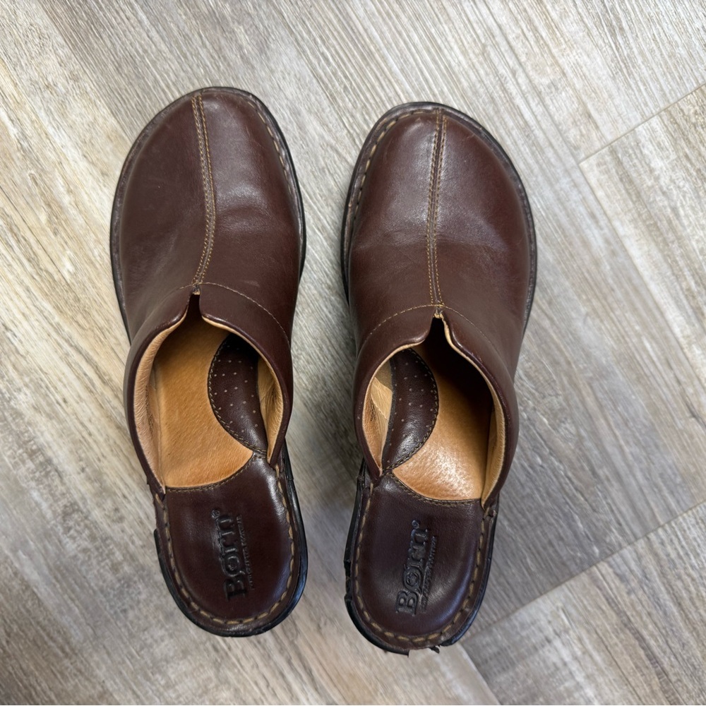 Born Leather Platform Slip On Clogs